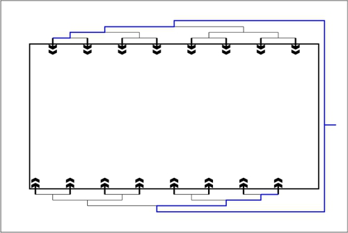 Beckenhydraulik Skizze 11 Horizontales System mit Tichelmann-Verteilung